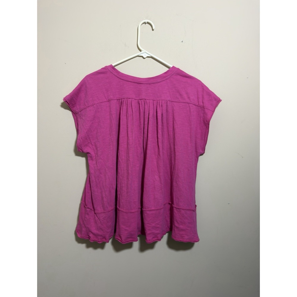 NWT Women's Anthropologie Smocked Flowy Peasant Top Hot Pink Small - Picture 2 of 9